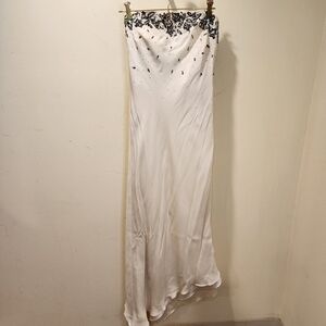 RIMIN Women's 100% Silk High Low  strapless Beaded wedding guest dress size 8